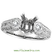 18K White Gold 1.7ct Diamond Semi Mount Antique Style Setting SI1-SI2 G-H