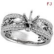 18K White Gold .60ct Diamond Semi Mount Antique Style Setting SI1-SI2 G-H