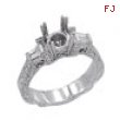 18K White Gold .65ct Diamond Semi Mount Antique Style Ring Setting SI1-SI2 G-H