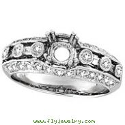 18K White Gold .75ct Diamond Semi Mount Antique Style Setting SI1-SI2 G-H