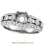 18K White Gold .75ct Diamond Semi Mount Antique Style Setting SI1-SI2 G-H