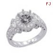 18K White Gold .85ct Diamond Semi Mount Antique Style Setting SI1-SI2 G-H