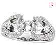 18K White Gold .85ct Diamond Semi Mount Antique Style Setting SI1-SI2 G-H