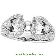 18K White Gold .85ct Diamond Semi Mount Antique Style Setting SI1-SI2 G-H