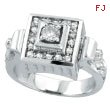 18K White Gold Antique Style Square Multiple-Tiered .50ct Diamond Ring