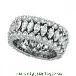 18K White Gold Eternity 4.42ct Diamond Marquise Triple Row Ring SI1-SI2 G-H