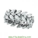 18K White Gold Marquise 4.02ct Diamond Eternity Floral Leaf Ring Band SI1-SI2 G-H