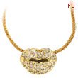 18K Yellow Gold .50ct Diamond Lips Pendant On Snake Chain Necklace