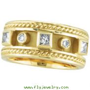 18K Yellow Gold Antique Style .52ct Diamond Ring Band