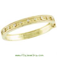 18K Yellow Gold Antique Style Diamond Bangle Bracelet