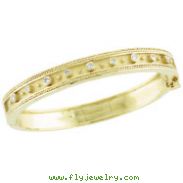 18K Yellow Gold Antique Style Diamond Bangle Bracelet