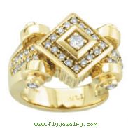 18K Yellow Gold Diamond-Shaped Antique Style .50ct Diamond Fashion Ring