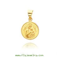 18K Yellow Gold Round Our Lady of Perpetual Help Medal