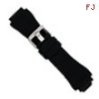 22mm Blk Zigzag Silicone Rubber Slvr-tone Bkle Watch Band ring