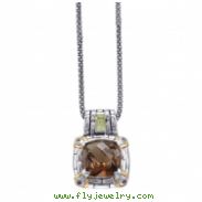 Alesandro Menegati 14K Accented Sterling Necklace with Smoky Quartz/Peridot/Iolites