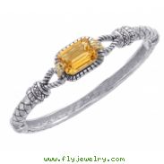 Alesandro Menegati 14K Accented Sterling Silver Bangle with Diamonds and Citrine