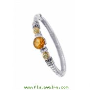 Alesandro Menegati 14K Accented Sterling Silver Bangle with White Topaz, Peridot and Citrine