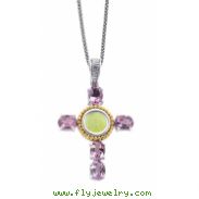 Alesandro Menegati 14K Accented Sterling Silver Cross Necklace with Amethysts