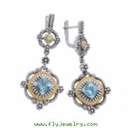 Alesandro Menegati 14K Accented Sterling Silver Earrings with Blue Topaz and Diamonds 