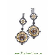 Alesandro Menegati 14K Accented Sterling Silver Earrings with Smoky Quartz and Diamonds 