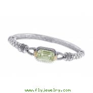 Alesandro Menegati 14K Accented Sterling Silver Green Amethyst and Diamonds Bangle