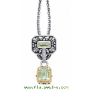 Alesandro Menegati 14K Accented Sterling Silver Green Amethyst and Diamonds Necklace