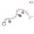 Alesandro Menegati 14K Accented Sterling Silver Link Bracelet with Amethyst, Smoky Quartz