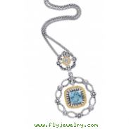 Alesandro Menegati 14K Accented Sterling Silver Necklace with Blue Topaz and Diamonds 