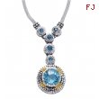 Alesandro Menegati 14K Accented Sterling Silver Necklace with Blue Topaz and Diamonds 