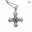 Alesandro Menegati 18K Accented Sterling Cross Necklace with Smoky Quartz