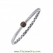 Alesandro Menegati 18K Accented Sterling Silver Bangle with Black Diamonds