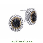 Alesandro Menegati 18K Accented Sterling Silver Earrings with Black Diamonds