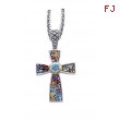 Alesandro Menegati 18K Accented Sterling Silver Multi Gemstones Cross Necklace