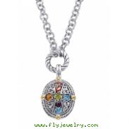 Alesandro Menegati 18K Accented Sterling Silver Multi Gemstones Necklace