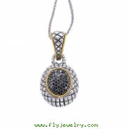 Alesandro Menegati 18K Accented Sterling Silver Necklace with Black Diamonds