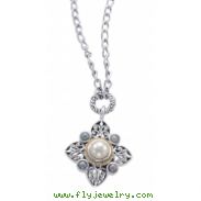 Alesandro Menegati 18K Accented Sterling Silver Necklace with Pearl Cabochon, Grey Pearl