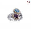 Alesandro Menegati 18K Accented Sterling Silver Ring with Amethyst and Blue Topaz