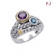 Alesandro Menegati 18K Accented Sterling Silver Ring with Amethyst and Blue Topaz