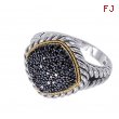 Alesandro Menegati 18K Accented Sterling Silver Ring with Black Diamonds