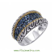 Alesandro Menegati 18K Accented Sterling Silver Ring with Blue Sapphires