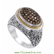 Alesandro Menegati 18K Accented Sterling Silver Ring with Brown Diamonds