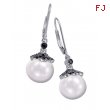 Alesandro Menegati Sterling Silver Black Diamonds and Pearl Earrings