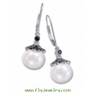 Alesandro Menegati Sterling Silver Black Diamonds and Pearl Earrings