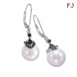 Alesandro Menegati Sterling Silver Black Diamonds and Pearl Earrings