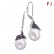 Alesandro Menegati Sterling Silver Black Diamonds and Pearl Earrings