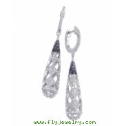 Alesandro Menegati Sterling Silver Black Diamonds and White Topaz Fancy Fashion Earrings