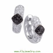 Alesandro Menegati Sterling Silver Black Diamonds and White Topaz Fashion Fancy Hoop Earrings