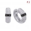 Alesandro Menegati Sterling Silver Black Diamonds and White Topaz Fashion Fancy Hoop Earrings