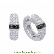 Alesandro Menegati Sterling Silver Black Diamonds and White Topaz Fashion Fancy Hoop Earrings