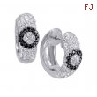 Alesandro Menegati Sterling Silver Black Diamonds and White Topaz Fashion Fancy Hoop Earrings